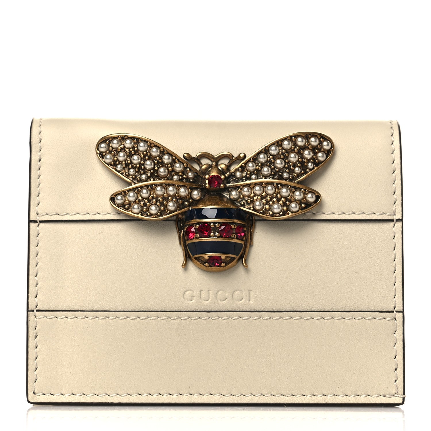 Gucci Calfskin Queen Margaret Card Case Wallet White 1 of 10