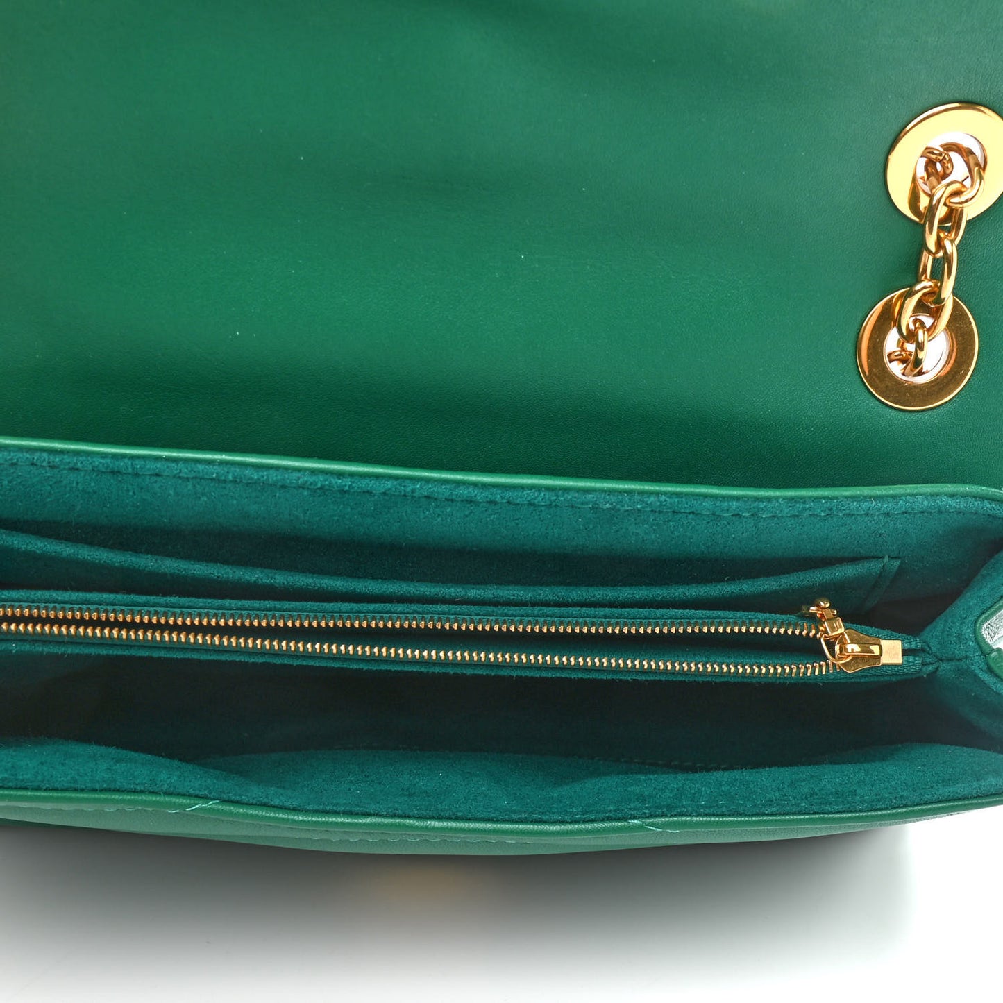 Calfskin New Wave Chain Bag MM NM Emerald