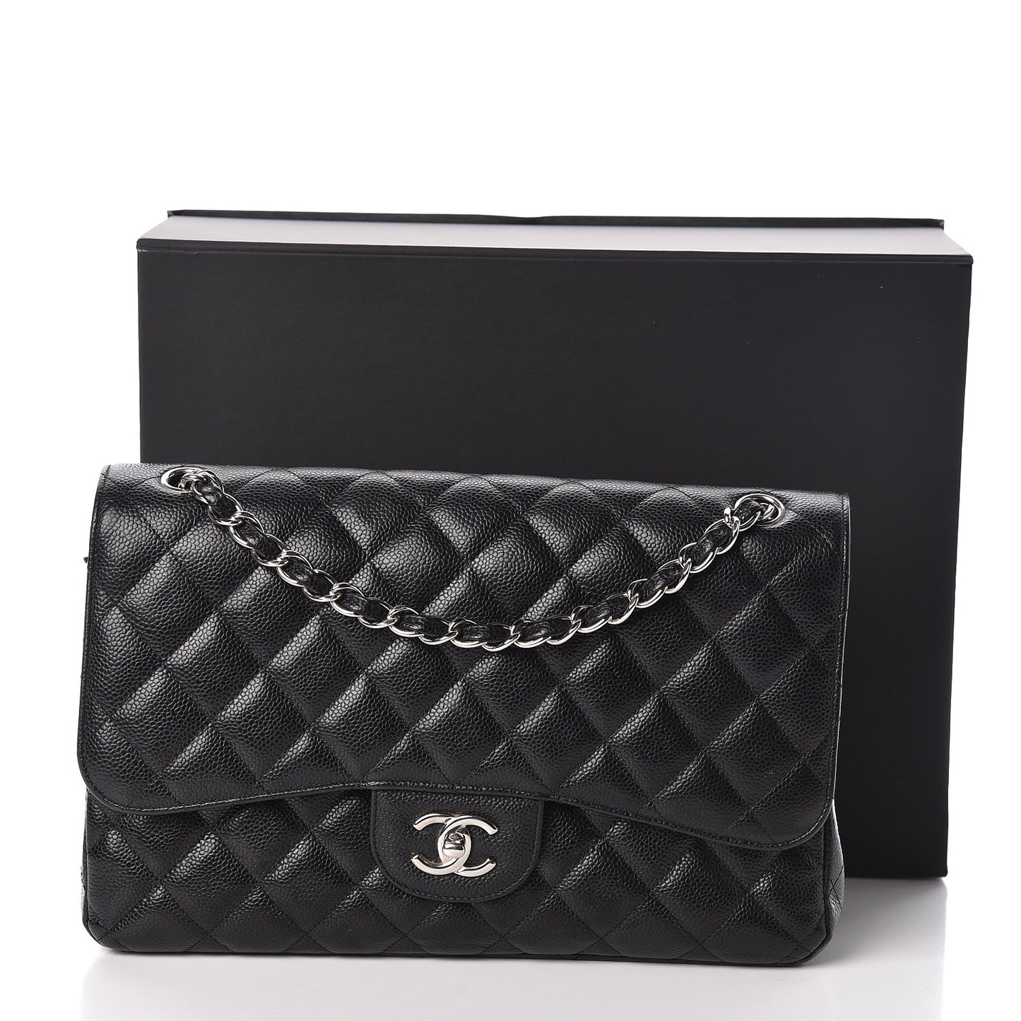 Caviar Quilted Jumbo Double Flap Black