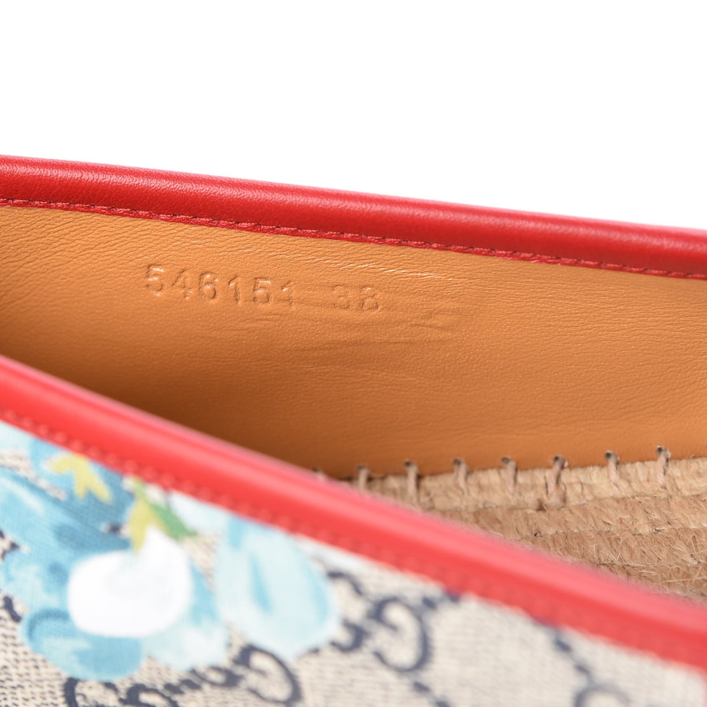 GG Supreme Monogram Blooms Espadrilles 38 Beige Blue Navy Hibiscus Red
