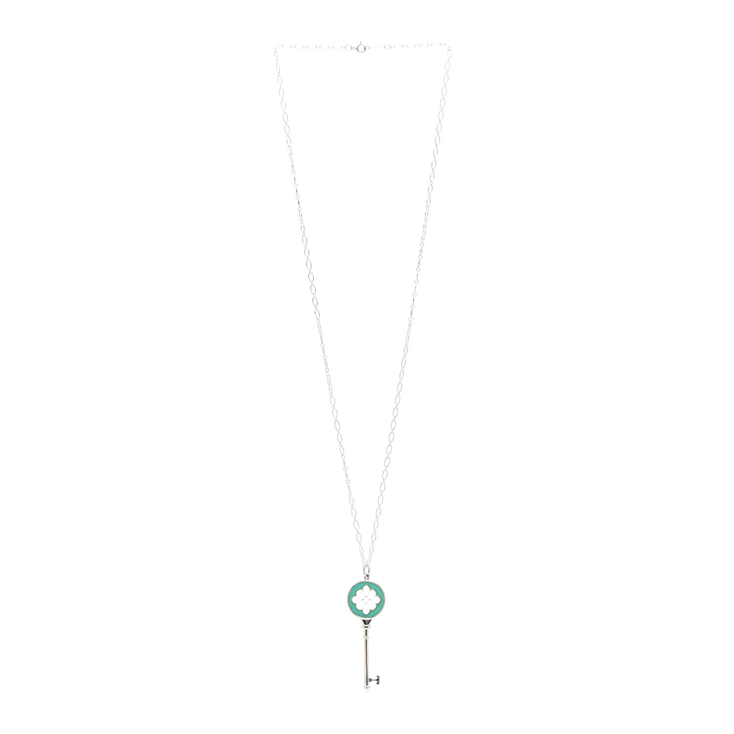 Tiffany Sterling Silver Enamel Knot Key Pendant Necklace Blue 3 of 4