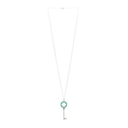 Tiffany Sterling Silver Enamel Knot Key Pendant Necklace Blue 3 of 4