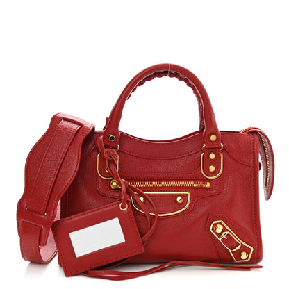 Balenciaga Chevre Gold Metallic Edge Hardware Mini City Rouge Groseille 1 of 10