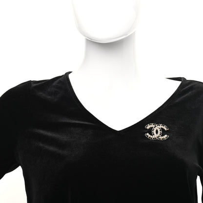 Chanel Lambskin Crystal Vintage Allure CC Chain Brooch Black Gold 2 of 5
