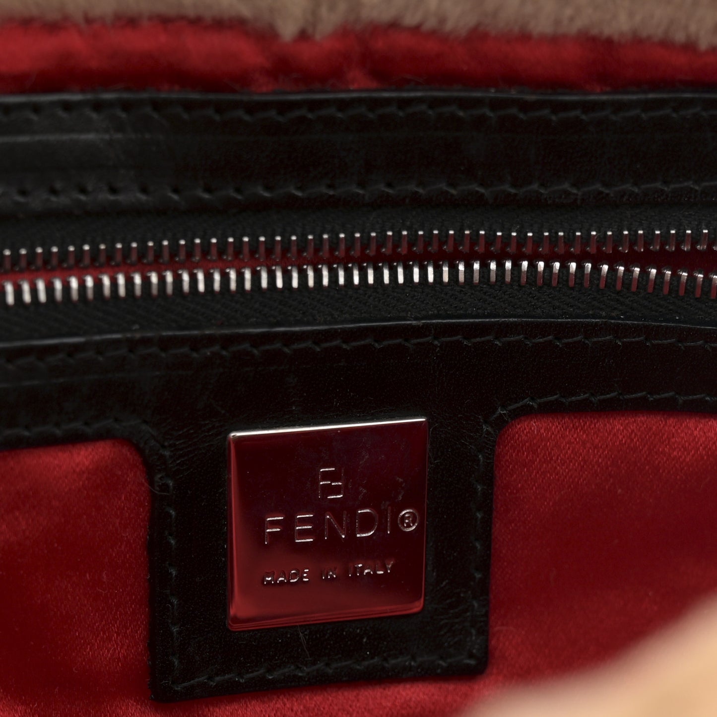 Rabbit Fur Striped Baguette Multicolor