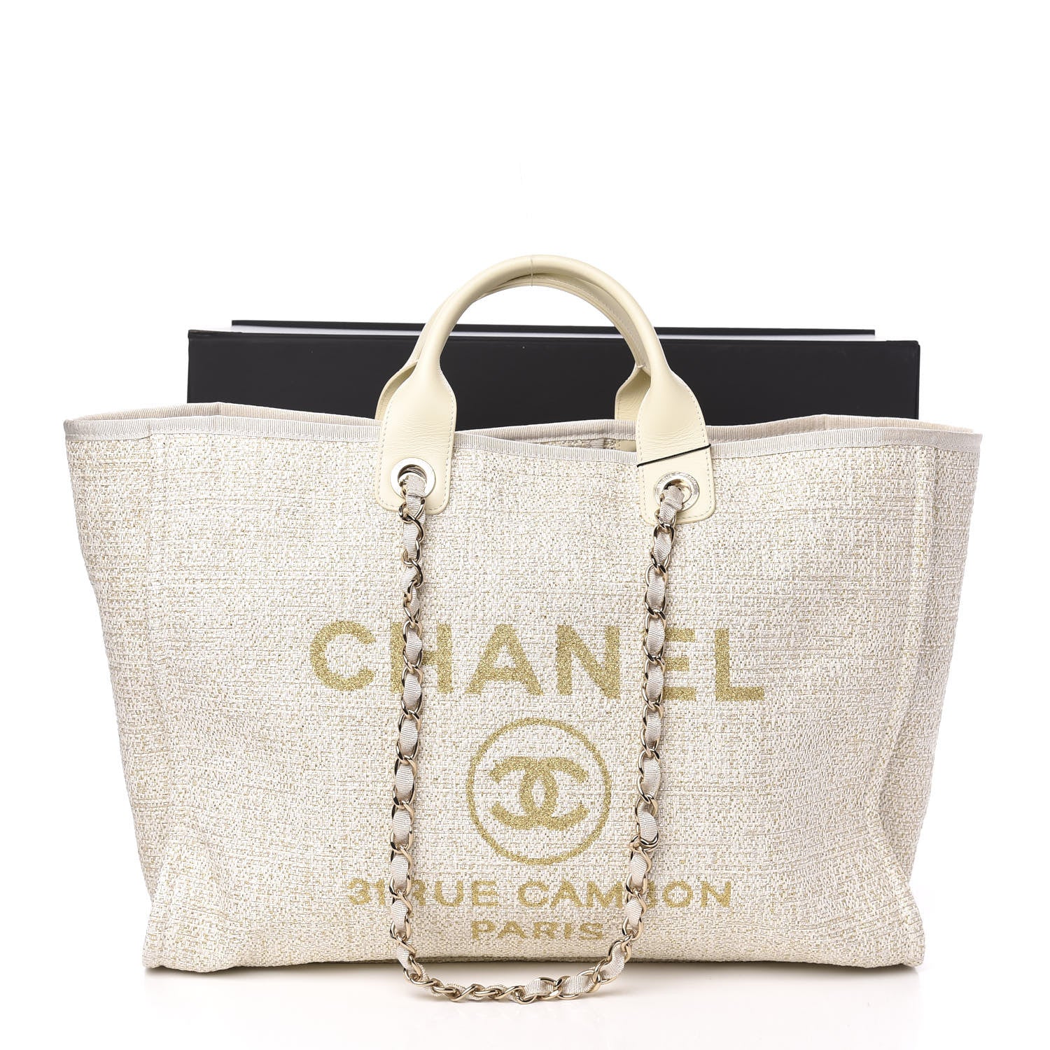 Chanel Lurex Boucle Large Deauville Tote Ivory 10 of 10