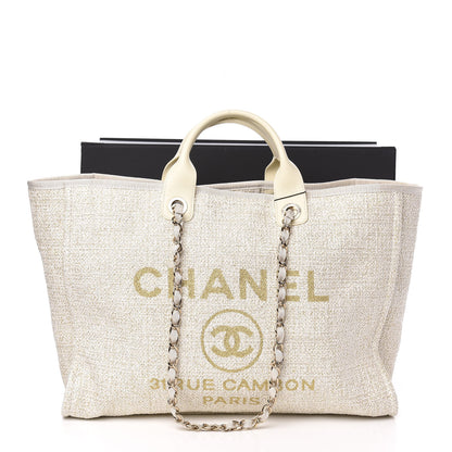 Chanel Lurex Boucle Large Deauville Tote Ivory 10 of 10