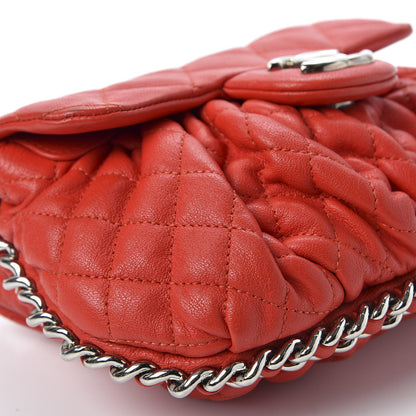 Chanel Washed Lambskin Mini Chain Around Messenger Red 5 of 10
