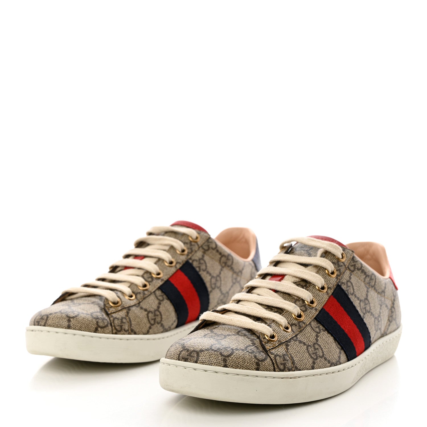 Gucci GG Supreme Monogram Womens Ace Low-Top Sneaker 38 Beige 3 of 9