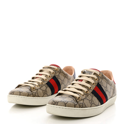 Gucci GG Supreme Monogram Womens Ace Low-Top Sneaker 38 Beige 3 of 9