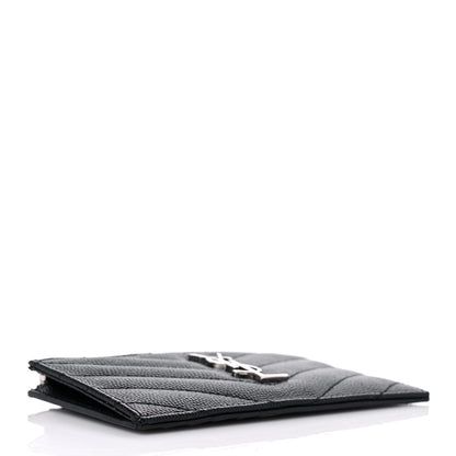 Saint Laurent Monogram Grain de Poudre 5 Fragments Zip Pouch Card Holder Black 4 of 11