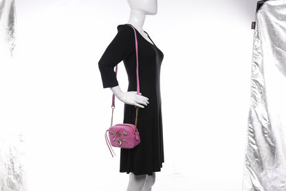Gucci Velvet Matelasse Marquise Crystals Mini GG Marmont Chain Shoulder Bag Malva 2 of 11