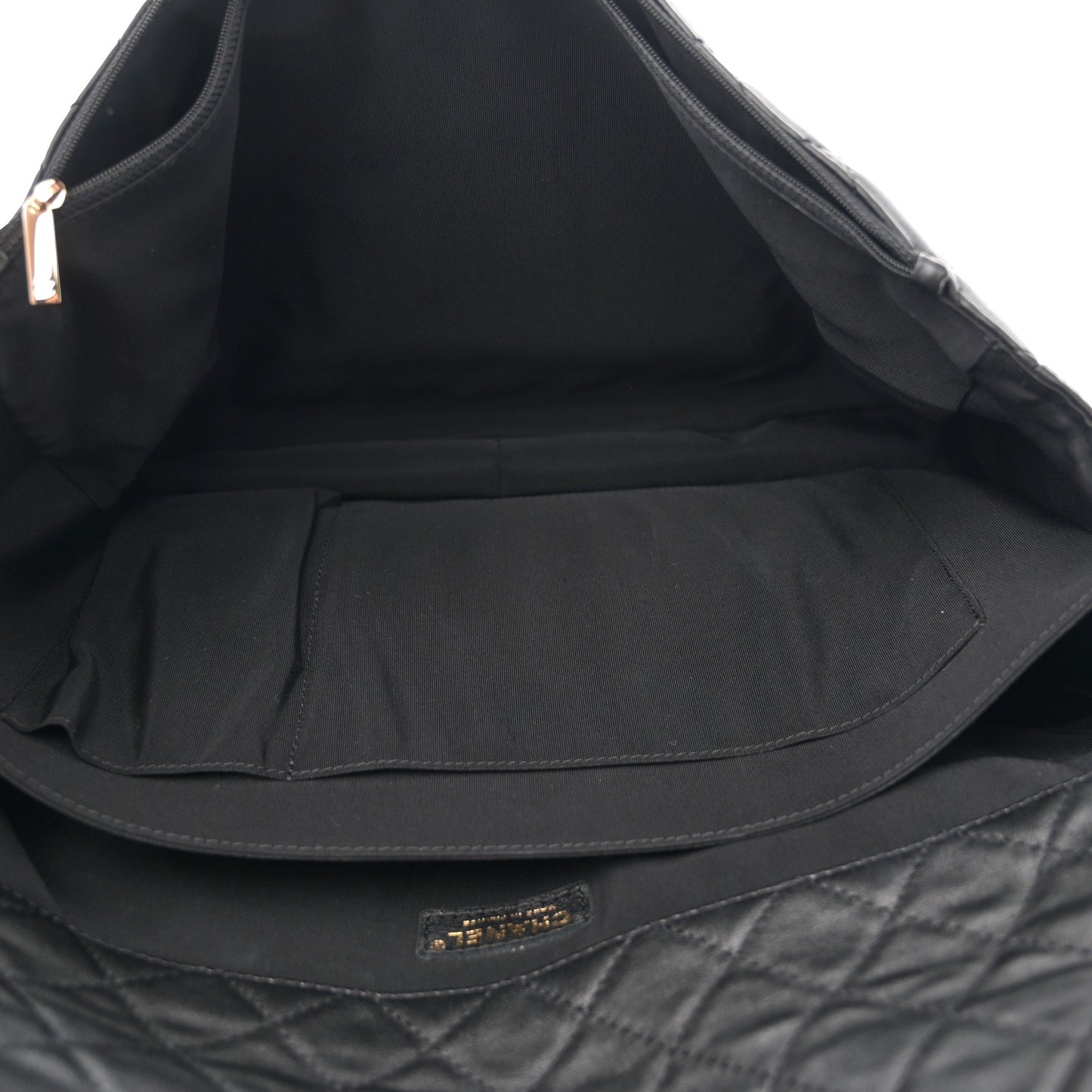 Calfskin Quilted XXL Travel Flap Bag Black
