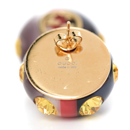 Gucci Resin Strass Vintage Web Stud Earrings Blue Red 4 of 4