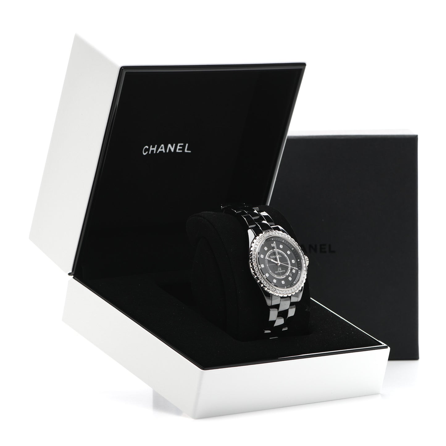 Stainless Steel Ceramic Diamond Bezel 38mm J12 Automatic Watch Black