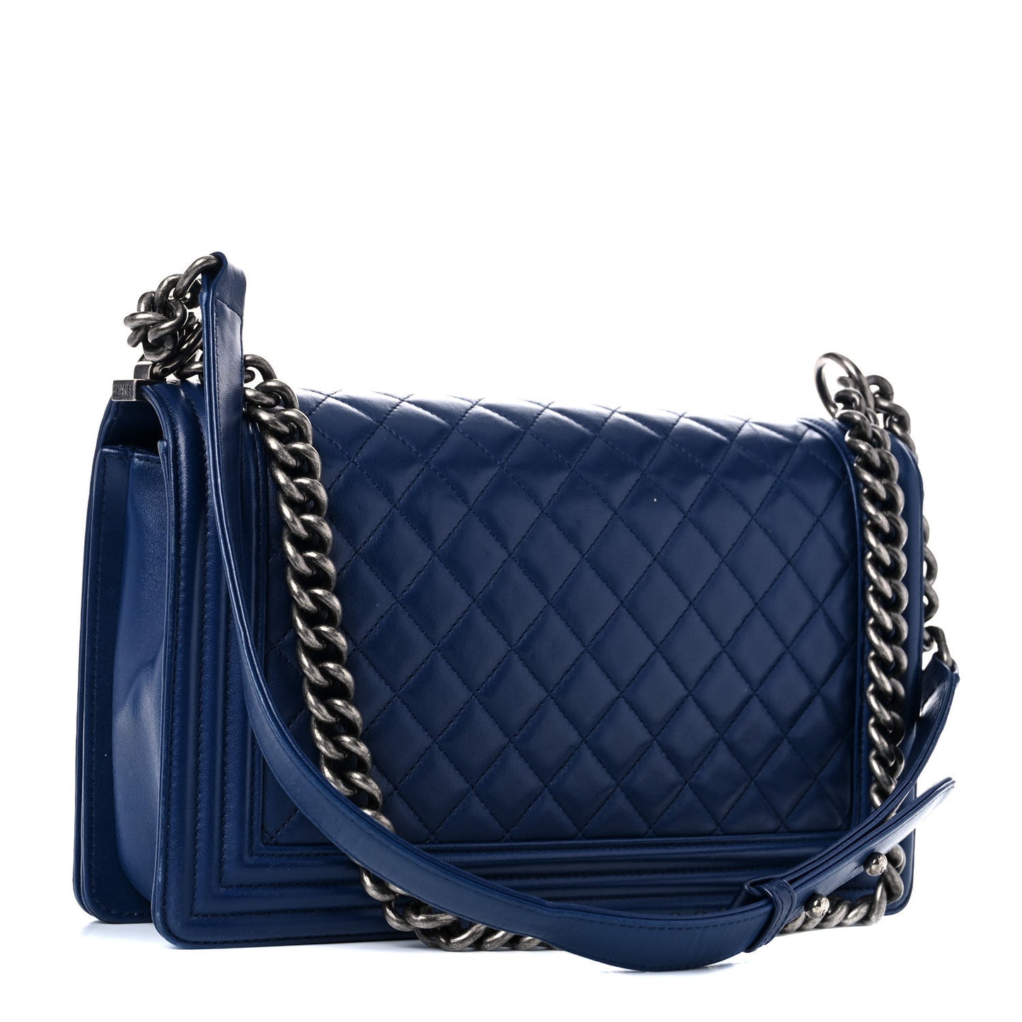 Calfskin Quilted New Medium Boy Flap Blue