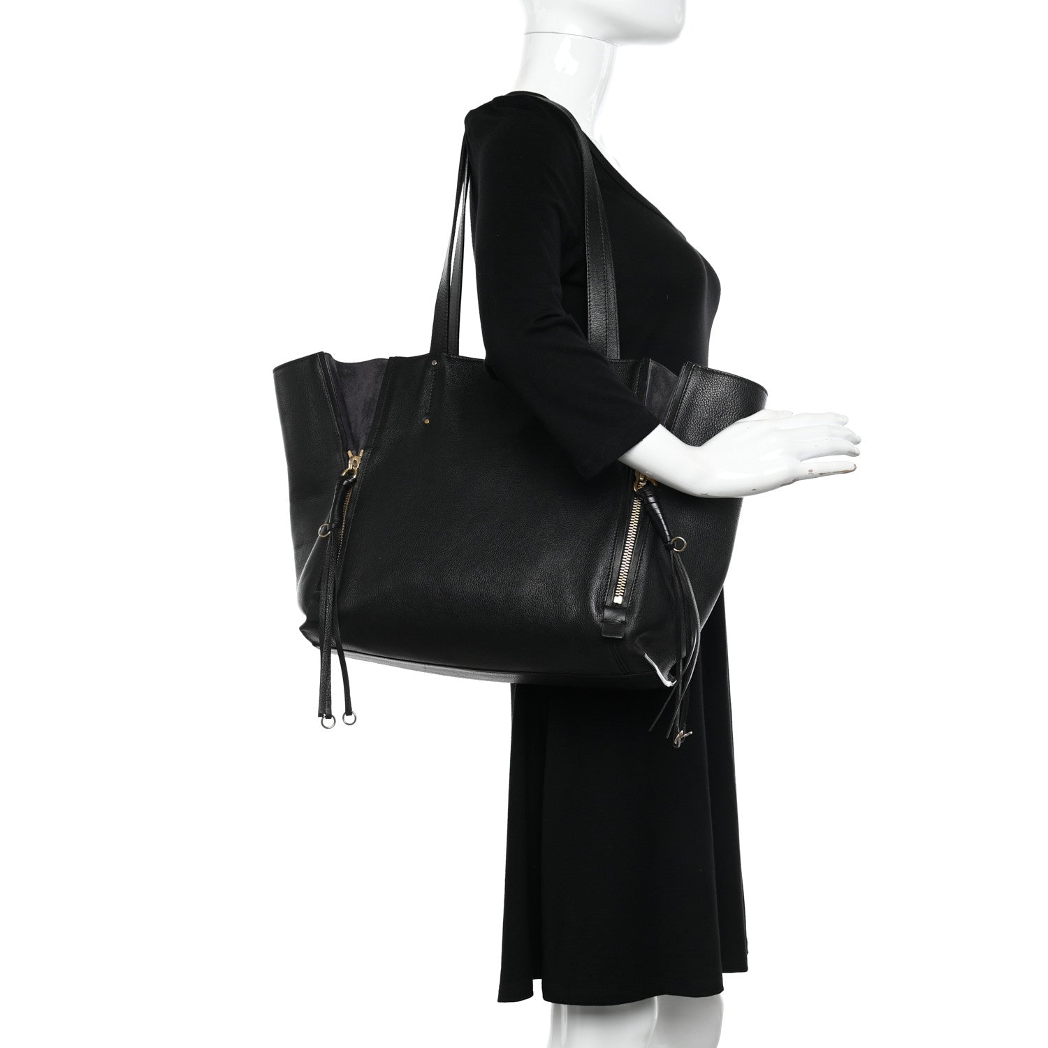 Chloe Smooth Calfskin Medium Milo Shopping Tote Black 2 of 17