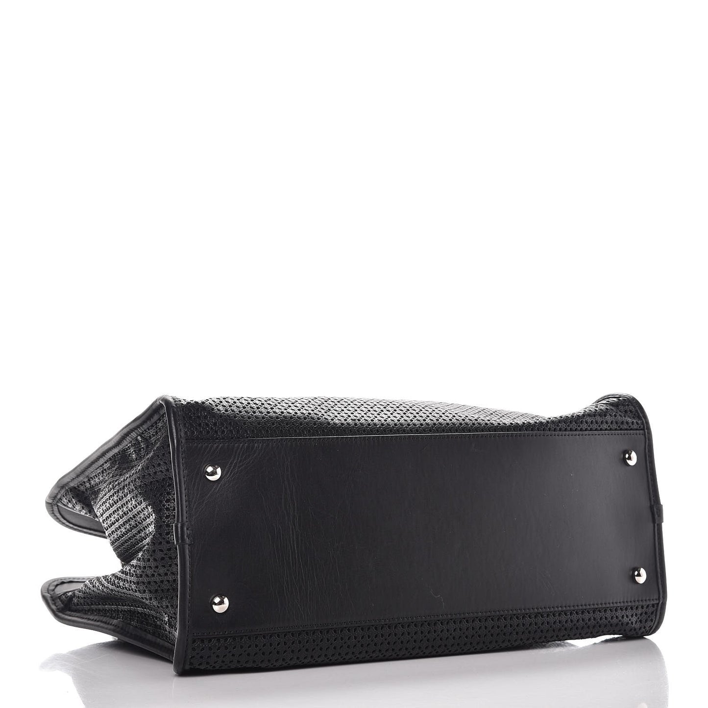 Calfskin Perforated Up In The Air Tote Black