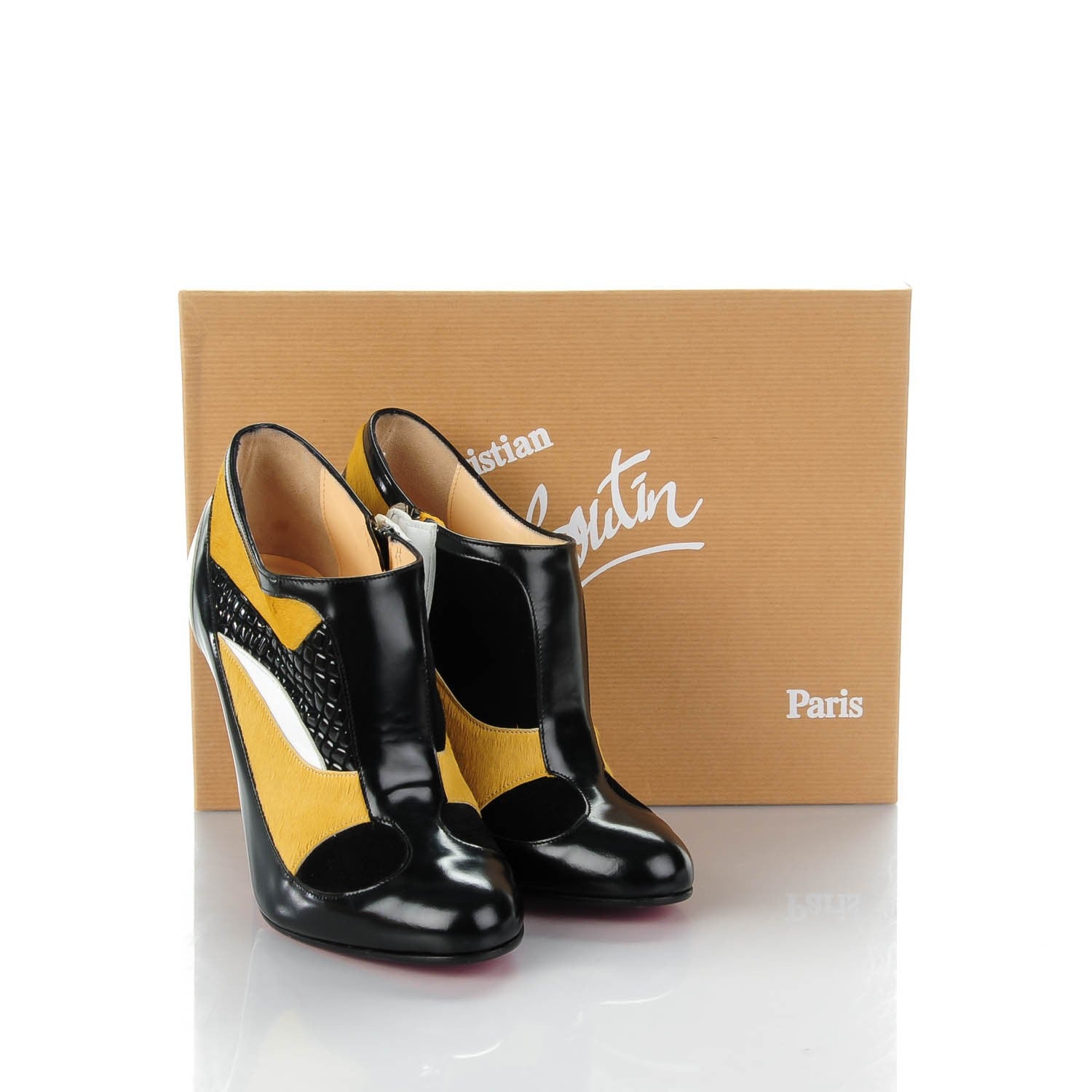 Christian Louboutin Pony Hair Calfskin JS 100 Patchwork Booties 36.5 Multi Gold 7 of 7