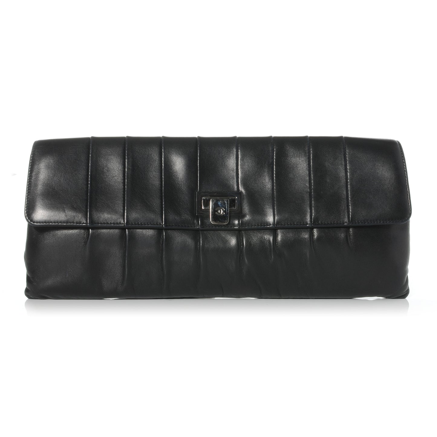 Lambskin Vertical Quilted Clutch Black