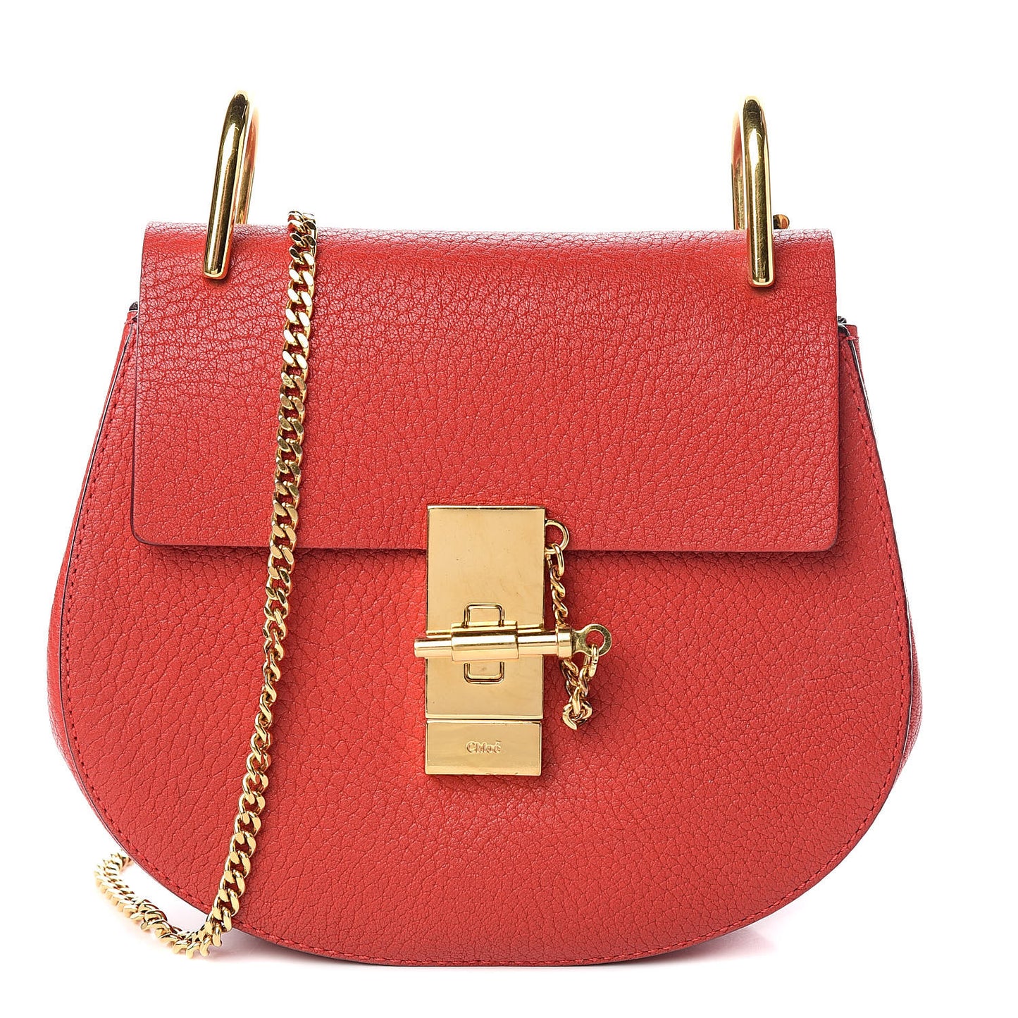 Grained Lambskin Mini Drew Shoulder Bag Plaid Red