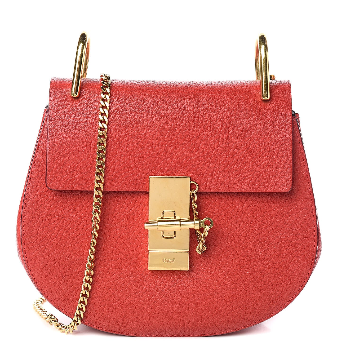 Chloe Grained Lambskin Mini Drew Shoulder Bag Plaid Red 1 of 10
