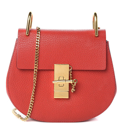 Chloe Grained Lambskin Mini Drew Shoulder Bag Plaid Red 1 of 10