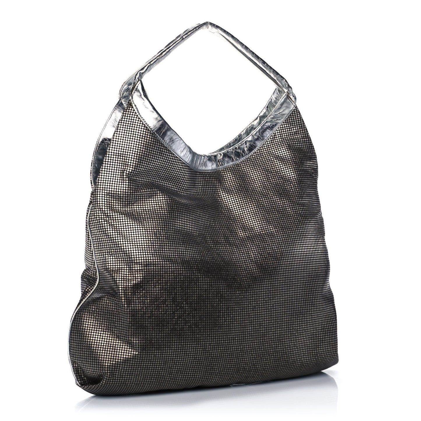 Metallic Perforated Lambskin Hollywood Hobo Silver