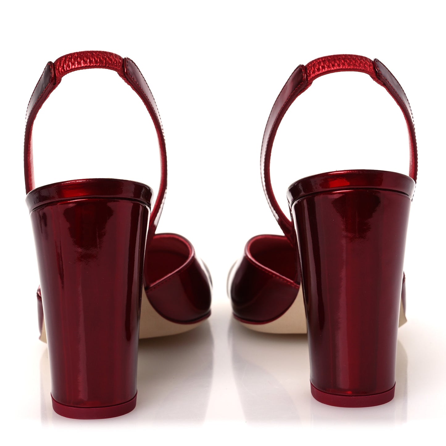 Laminated Calfskin Lambskin Cap Toe CC Slingback Pumps 39 Red Ivory