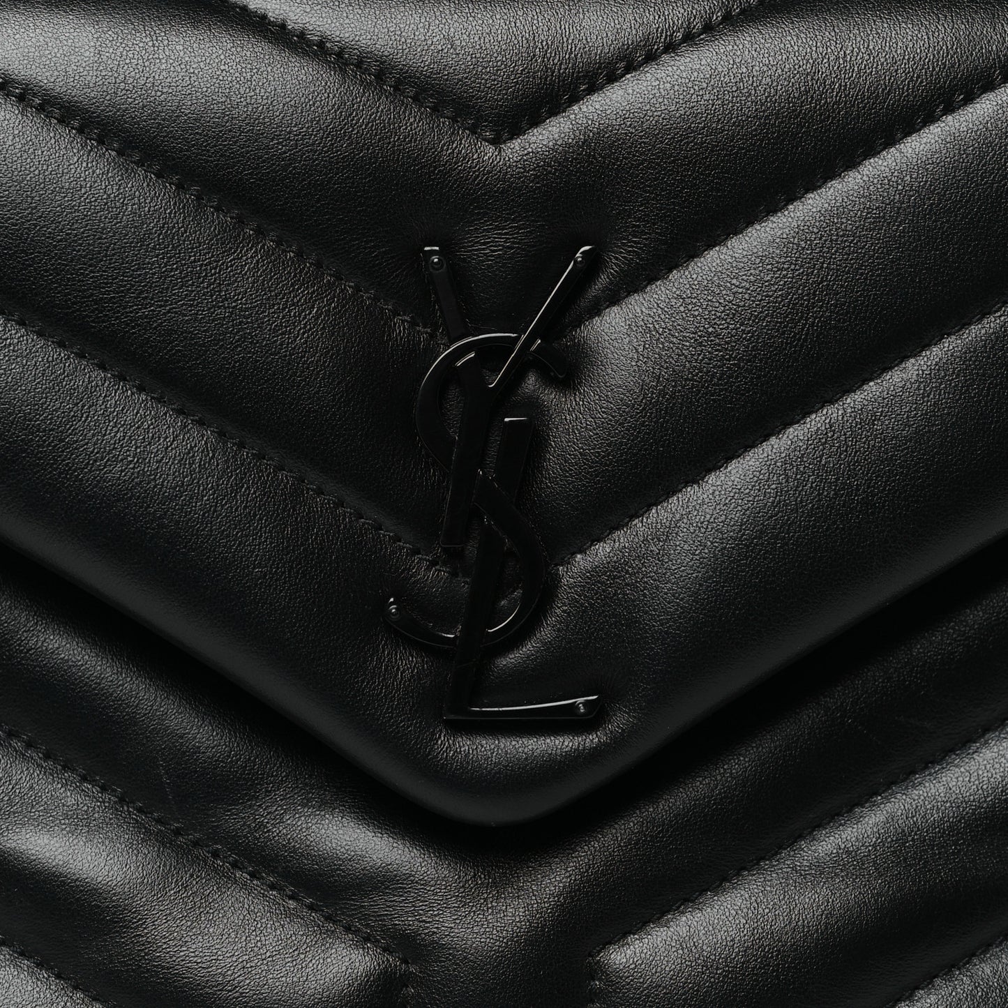 Calfskin Y Quilted Monogram Monochrome Small Loulou Chain Satchel Black