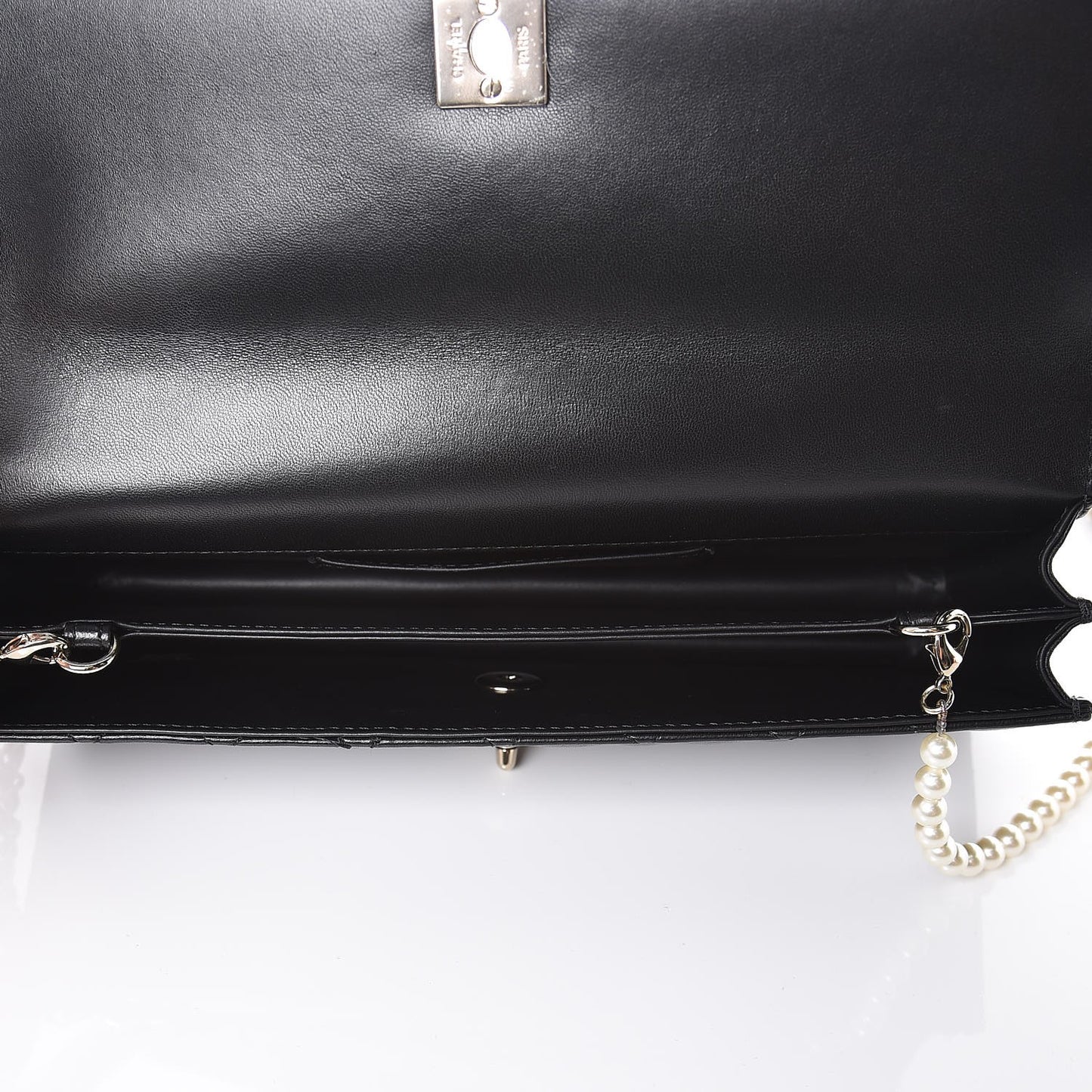 Lambskin Quilted Fantasy Pearls Evening Flap Black