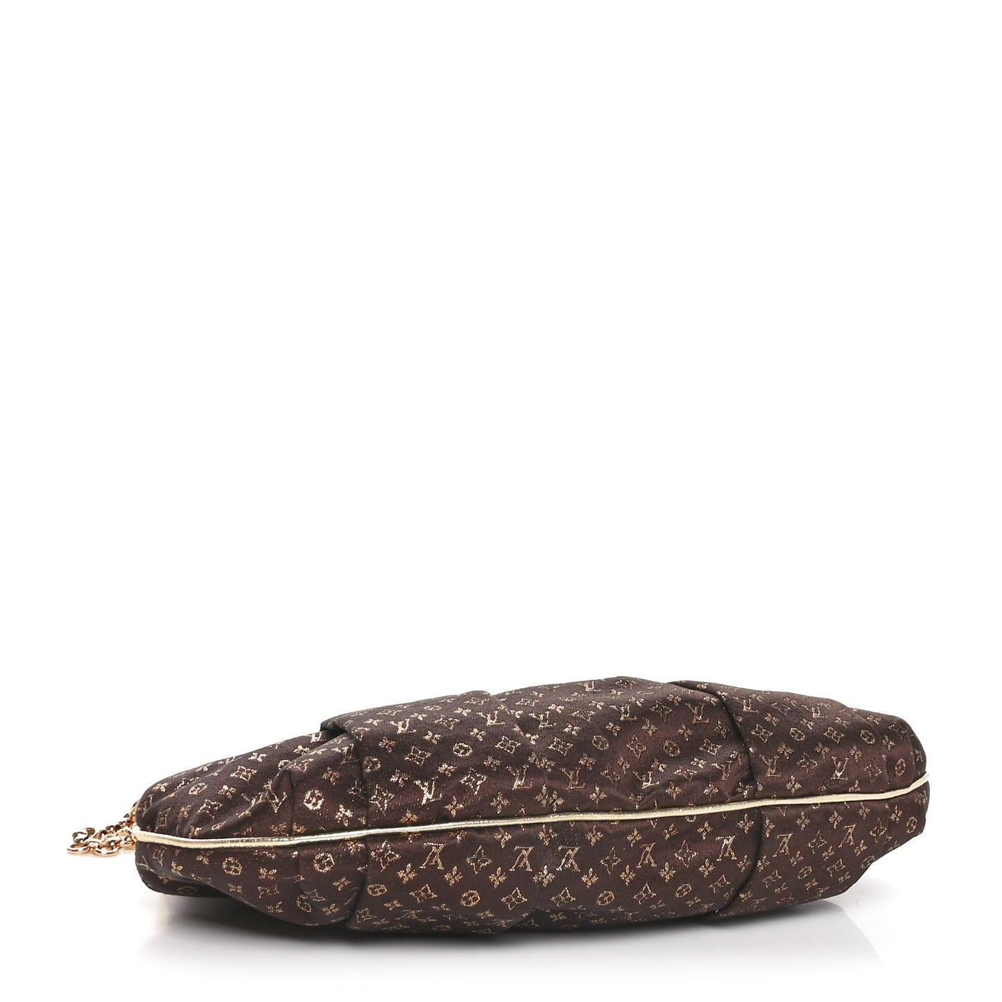 Satin Monogram Aumoniere Clutch Brown