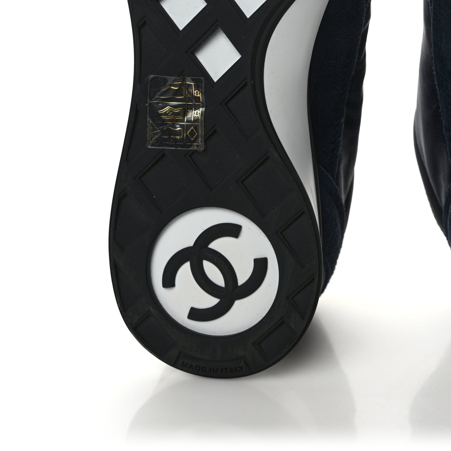 Nylon Suede Kidskin Calfskin Logo Sneakers 37 Dark Navy Blue Navy Blue Black