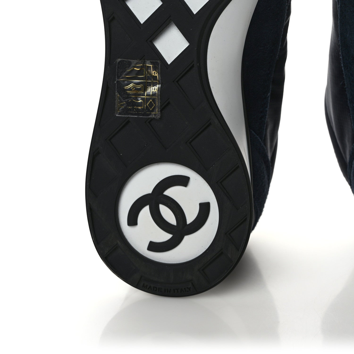 Chanel Nylon Suede Kidskin Calfskin Logo Sneakers 37 Dark Navy Blue Navy Blue Black 6 of 9