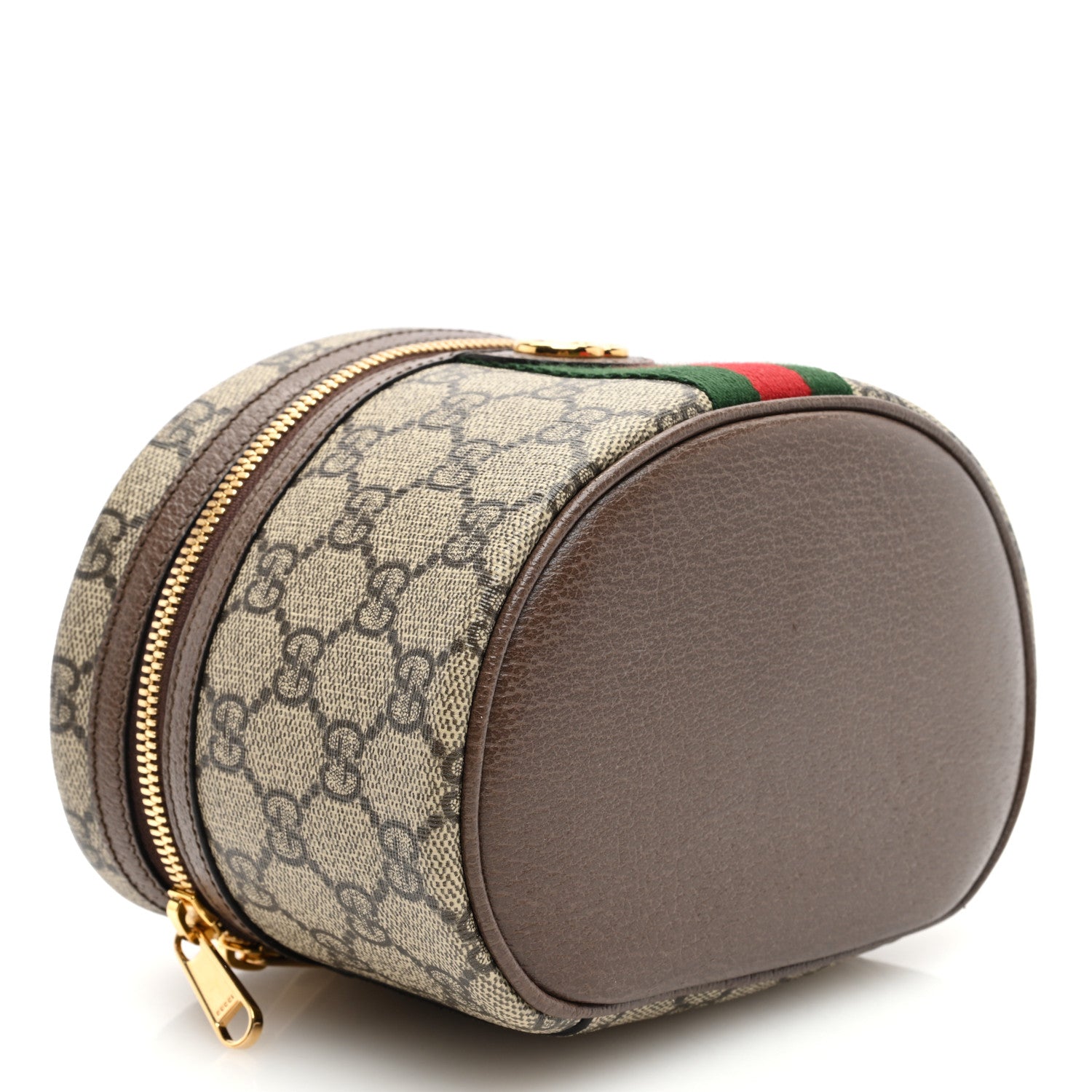 Gucci GG Supreme Monogram Textured Calfskin Web Ophidia Vanity Cosmetic Case Beige Ebony New Acero 4 of 8