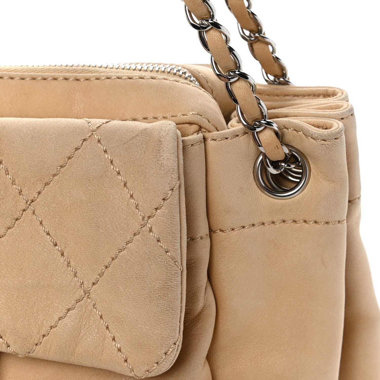 Chanel Lambskin Quilted Shoulder Flap Bag Beige 13 of 14