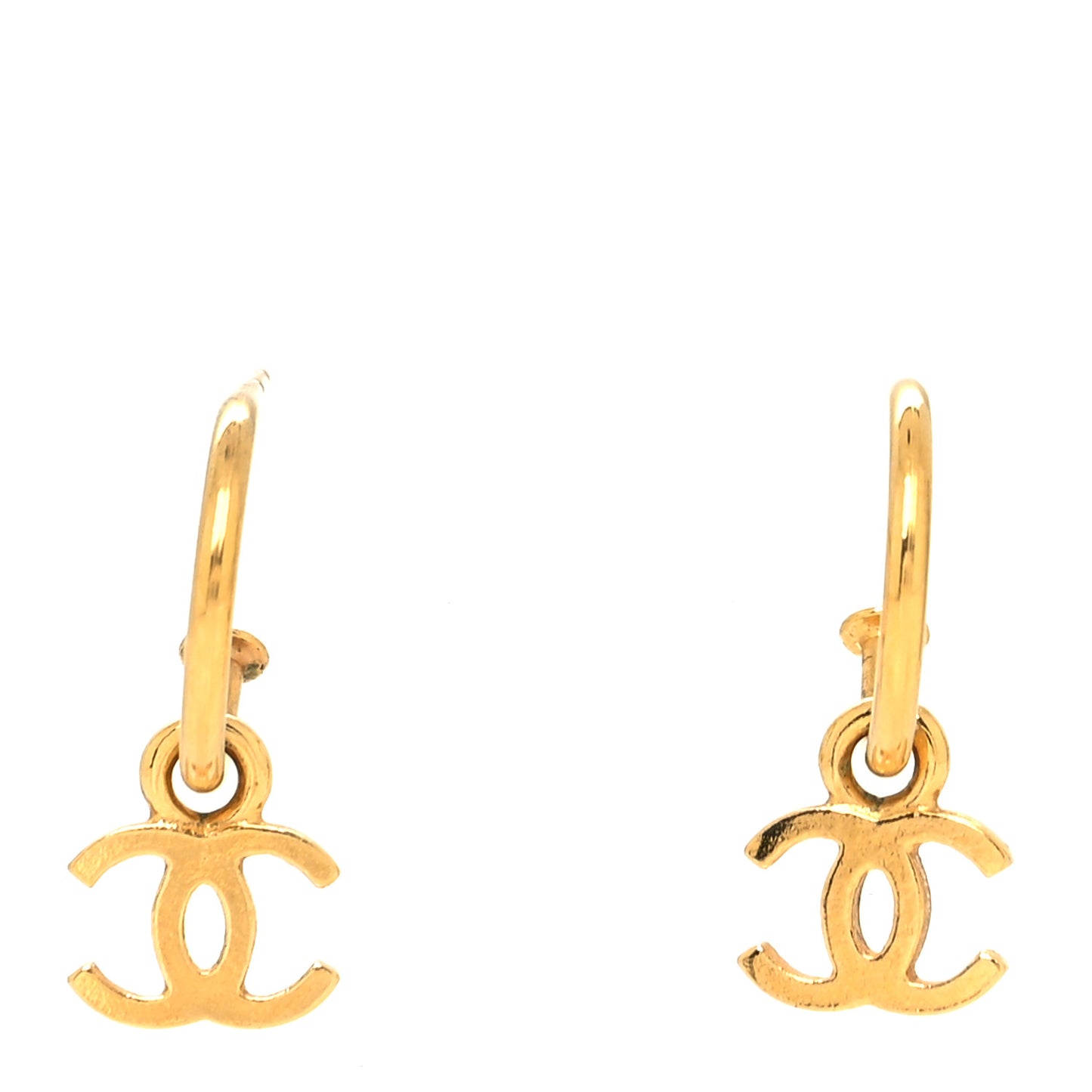 Metal Drop CC Earrings Gold