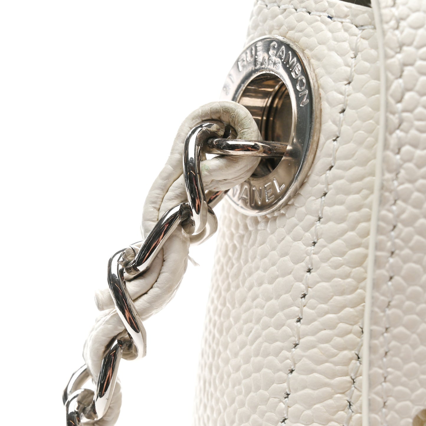 Caviar Perforated Messenger Bag White