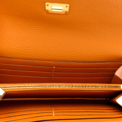 Hermes Chevre Mysore Kelly Longue Wallet Moutarde 5 of 9