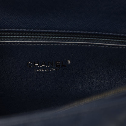 Chanel Caviar Lizard Quilted Medium Coco Handle Flap Navy 6 of 9