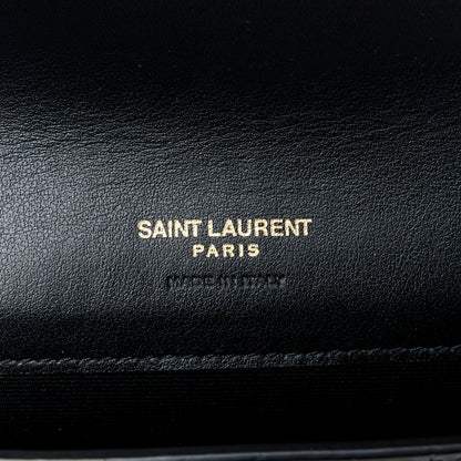 Saint Laurent Calfskin Crocodile Embossed Monogram Cassandre Flap Pouch Black 6 of 8