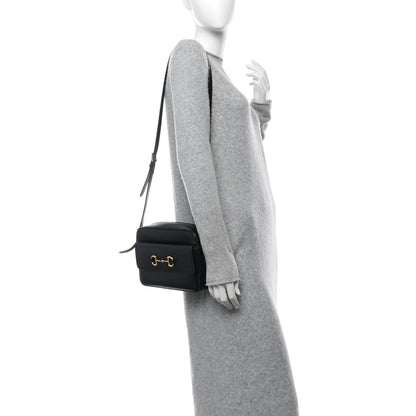 Gucci Textured Calfskin Small Horsebit 1955 Shoulder Bag Black 2 of 10