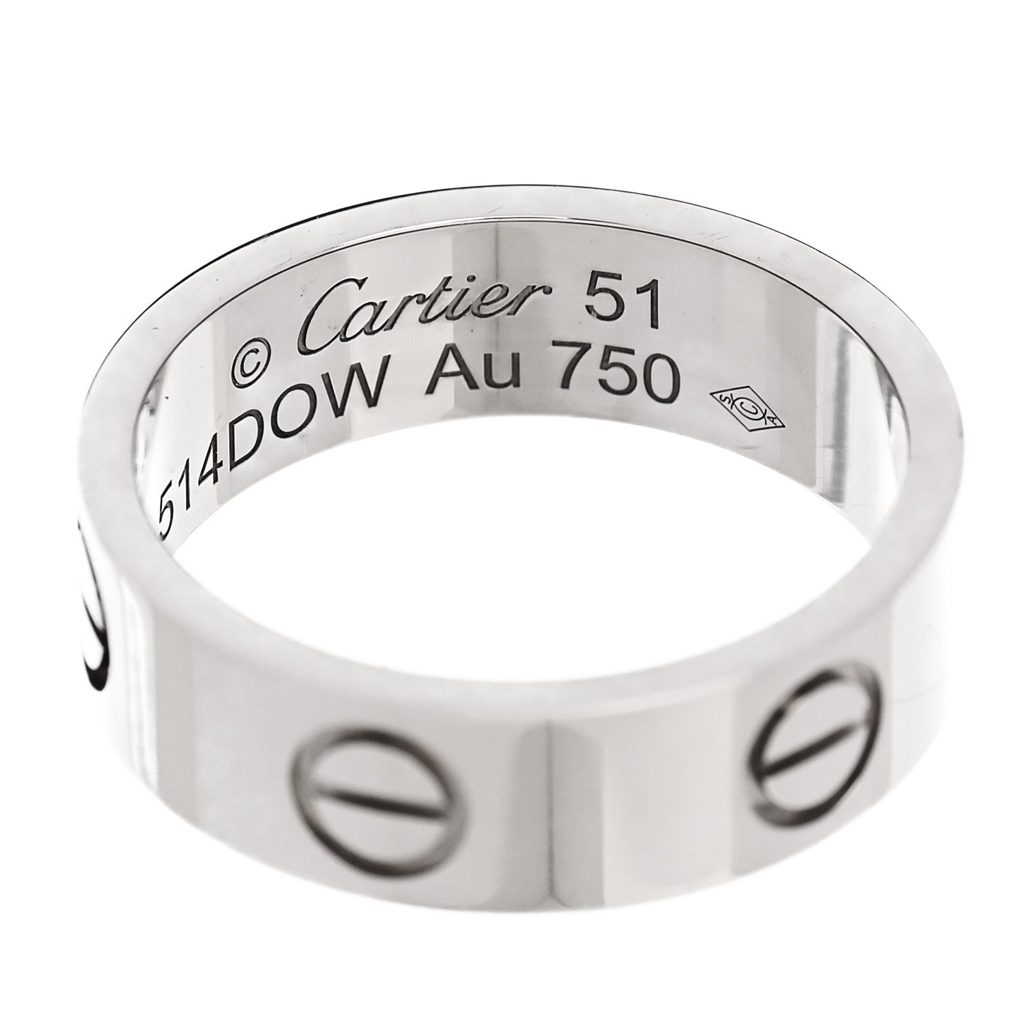 Cartier 18K White Gold 5.5mm LOVE Ring 51 5.75 4 of 4