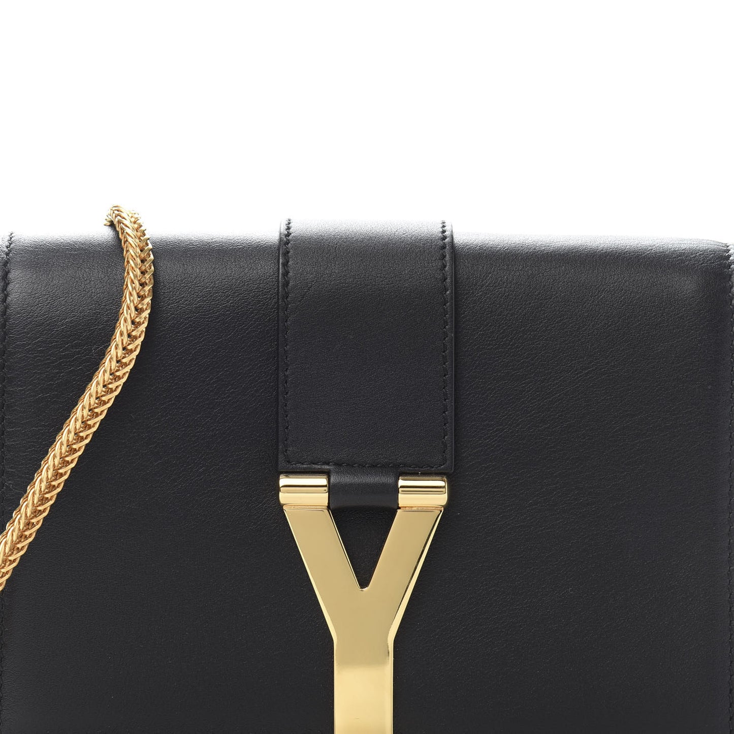 Calfskin Small Classic Y Satchel Bag Black