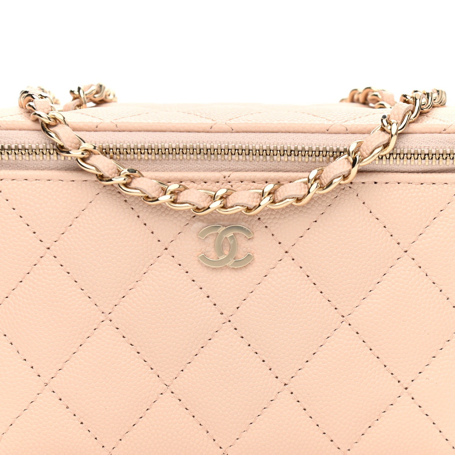 Chanel Caviar Quilted Small Vanity Case With Chain Light Beige 11 of 12