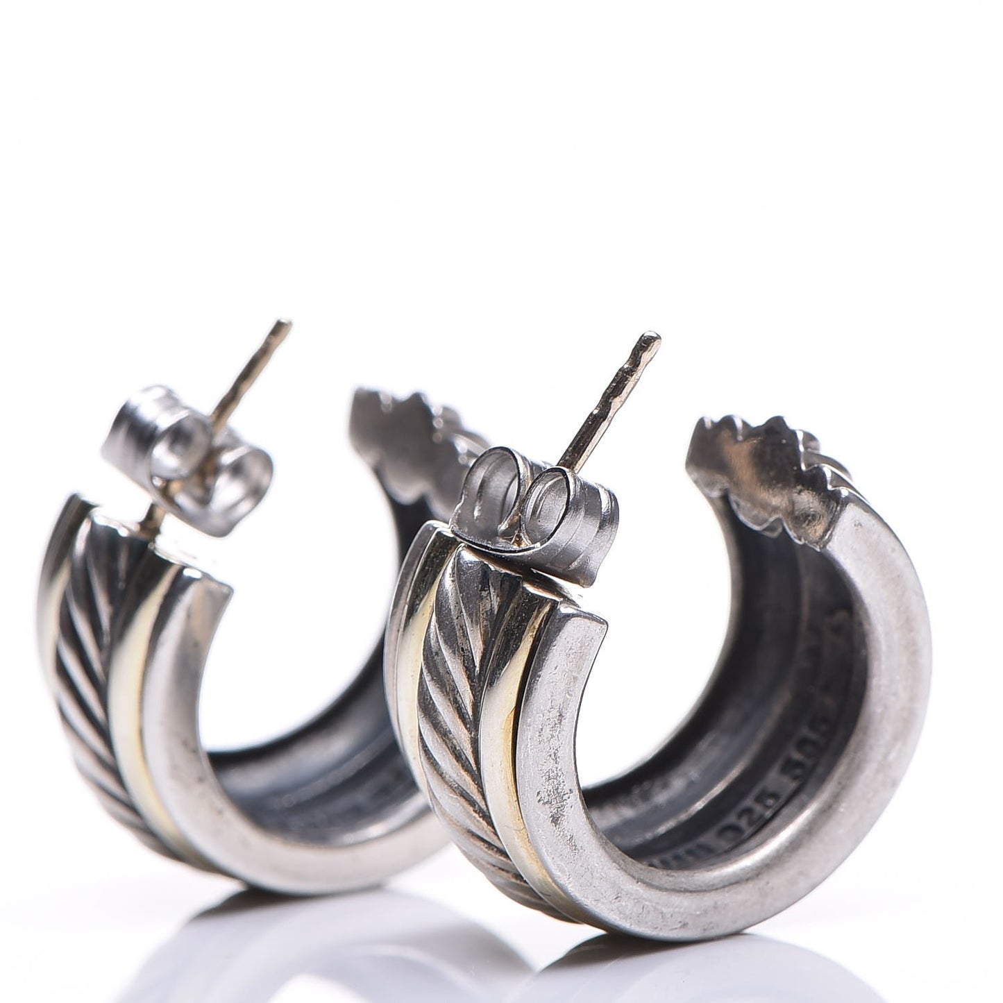 Sterling Silver 14K Yellow Gold 10mm Cable Classics Hoop Earrings