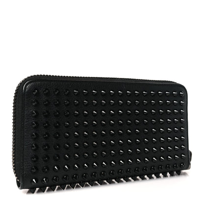 Christian Louboutin Calfskin Panettone Spiked Zip Around Wallet Black 3 of 7