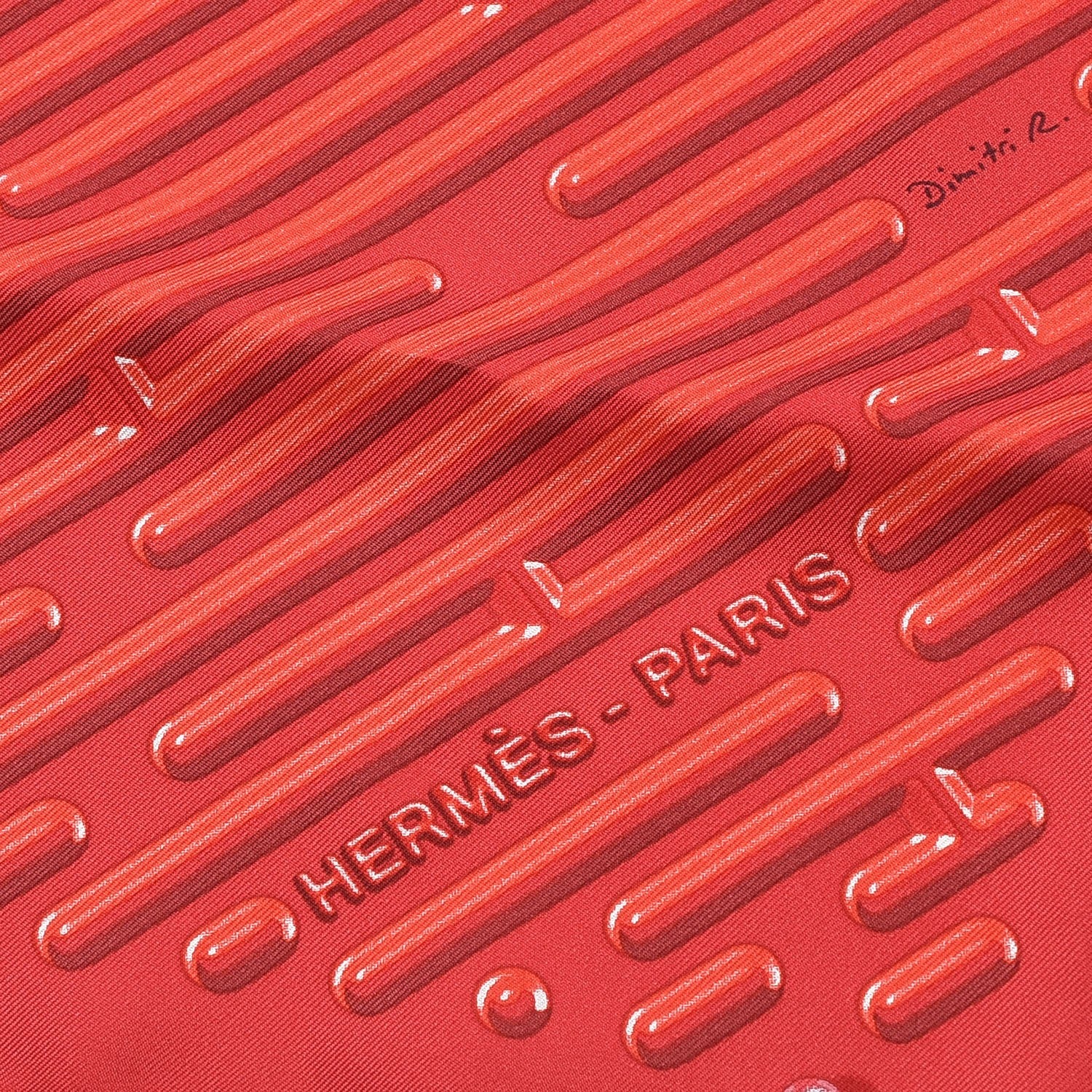 Hermes Silk Parcours D'H Scarf 90 Rouge Corail Capucine 3 of 6