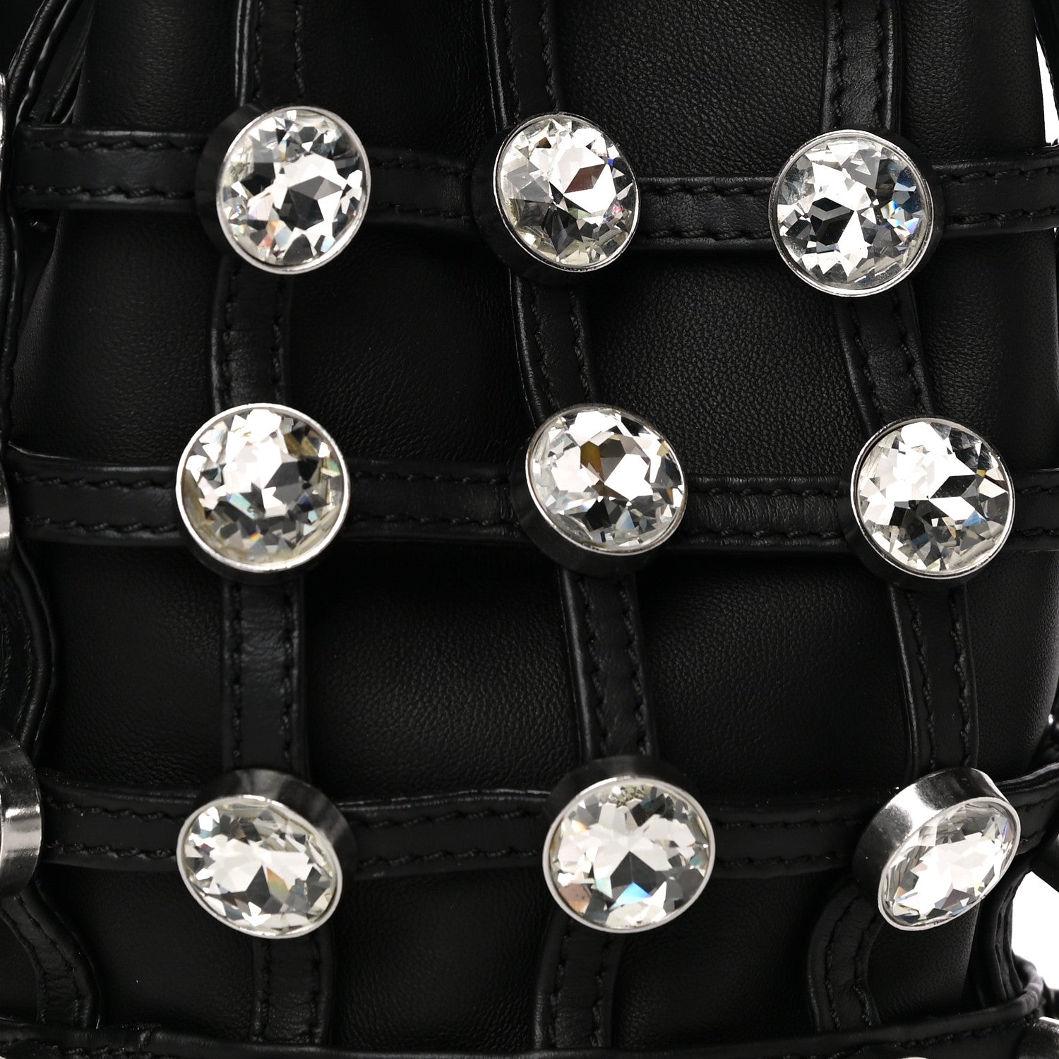 Alexander Wang Calfskin Crystal Embellished Roxy Mini Bucket Bag Black 9 of 11