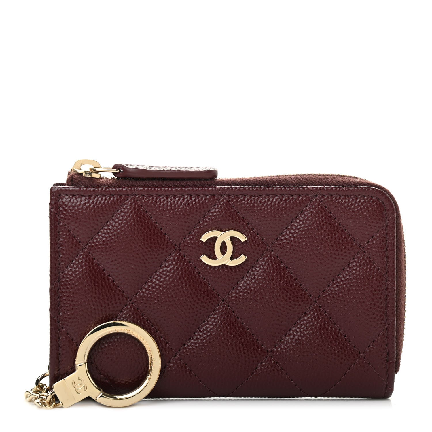 Chanel Caviar Quilted Zipped Key Holder Case Bordeaux 1 of 7